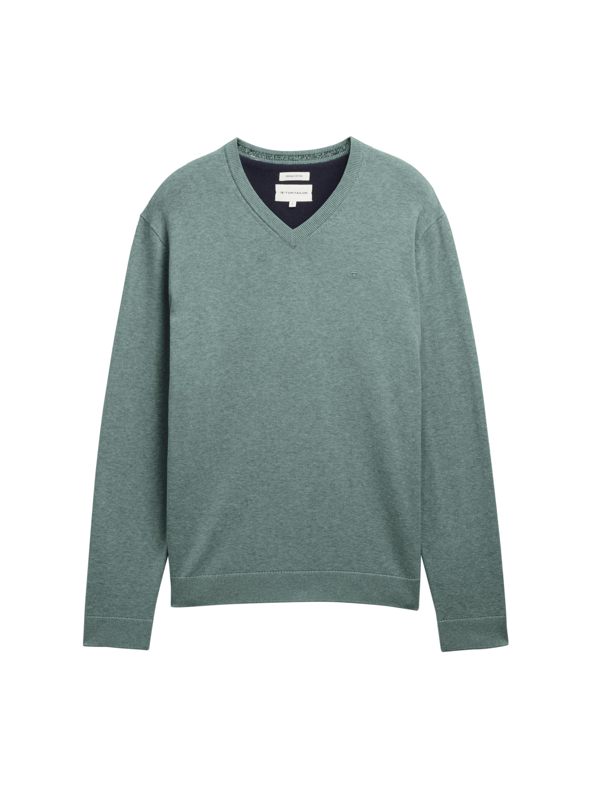 Tom Tailor GmbH Men's 1039811 Knitted V-Neck Jumper, 41475 - Stone Mint Melange, 3XL