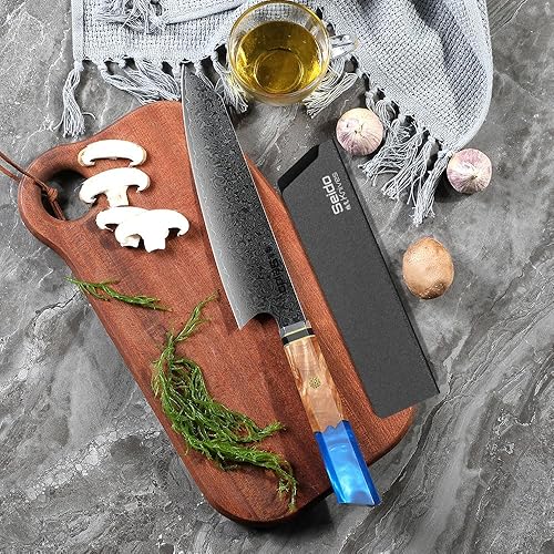Miniatura 2 de Seido Knives Cuchillo de chef Kiritsuke con mango de madera estabilizada con resina epoxi (azul zafiro)