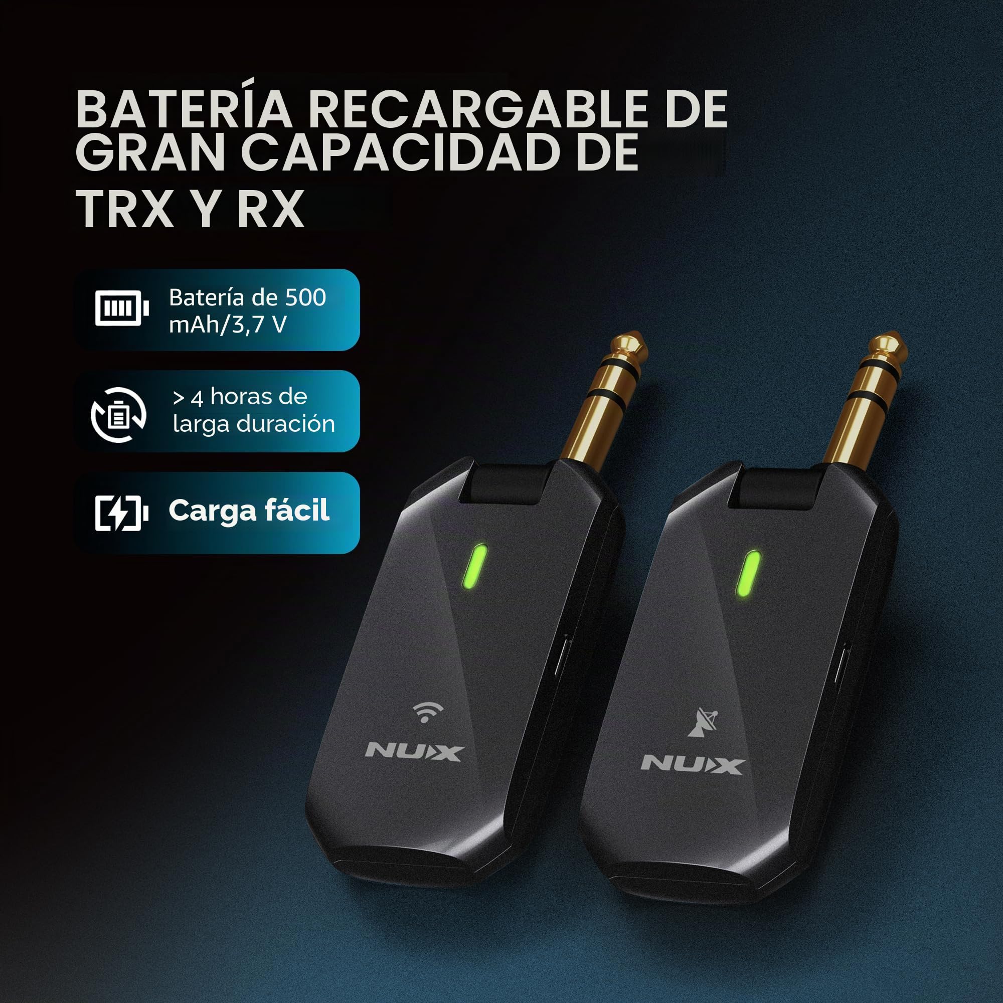 NUX C-5RC - Sistema inalámbrico de guitarra 5.8 GHz, funda de carga incluida, receptor-transmisor UHF sin interferencia, coincidencia automática