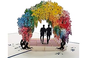 Gay Rainbow Wisteria Flower Tunnel 3D Pop Up Greeting Card - Romantic,...