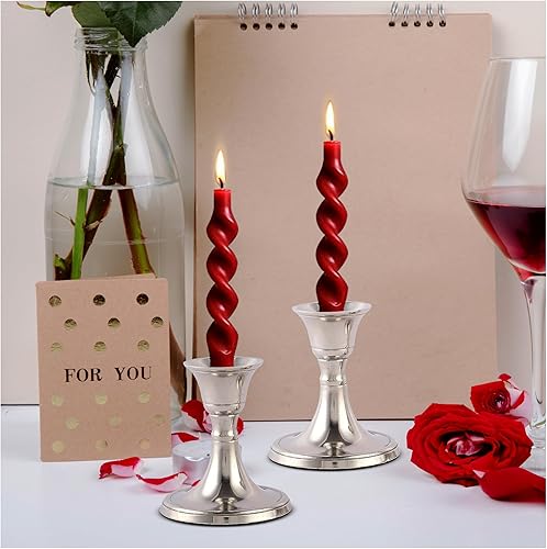 Miniatura 3 de Rely+ Juego de 2 portavelas plateados, portavelas decorativo para velas cónicas para decoración del hogar, portavelas de Pascua modernos para cena,
