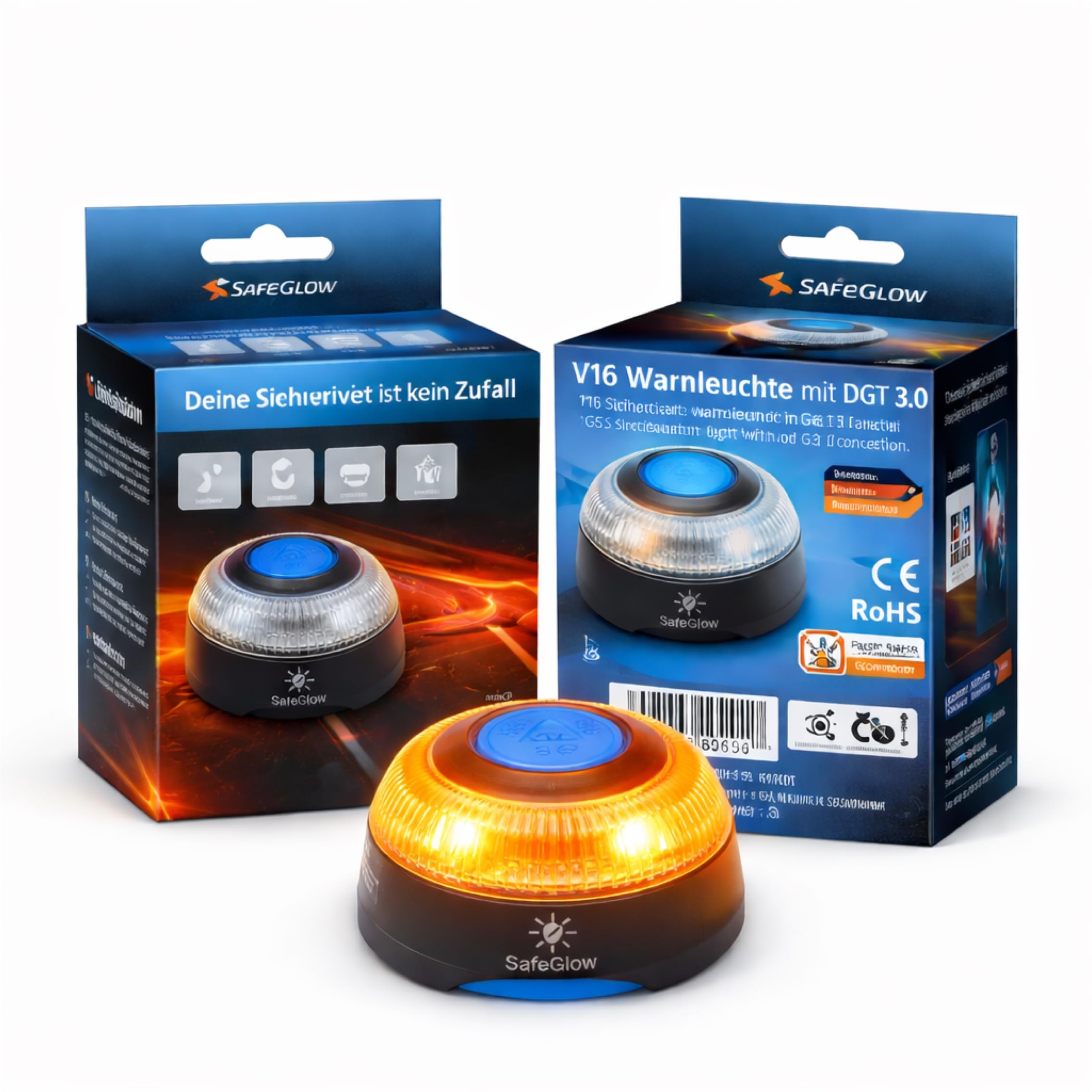 Auto & PKW Warnleuchte V16 - mit SIM & DGT 3.0 zugelassen in Spanien 2026 - Autozubehör & Pannenset