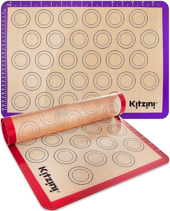 Kitzini Macaron Silicone Baking Mats. 2 Half Macaron Mats