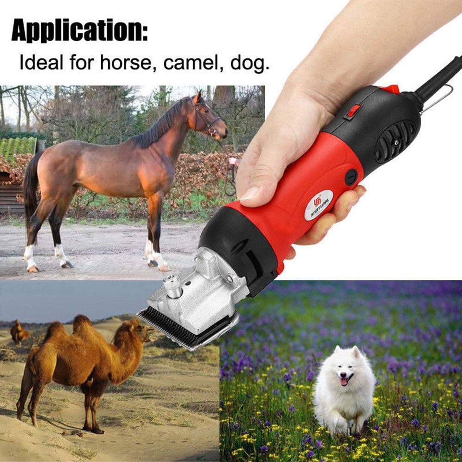 Cortadora Eléctrica para Caballos 690W, Esquiladora Equina Eléctrica con 6 Velocidades Ajustables y Baja Vibración, Recortadora para Pelo de Caballos y Ganado, Mascotas blue