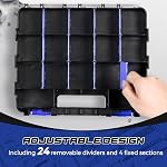 NATGAI 2 Pack Small Parts Organizers, 34-Compartments Double-Sided Tool Box with Removable Dividers for Hardware, Screws, Bolts, Nails & Fishing Accessories, Durable Plastic Storage Case (Blue)