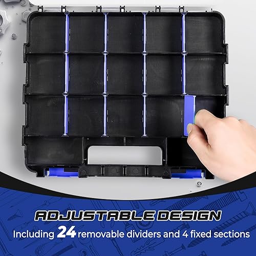 Miniatura 3 de NATGAI 2 Pack Small Parts Organizers, 34-Compartments Double-Sided Tool Box with Removable Dividers for Hardware, Screws, Bolts, Nails & Fishing