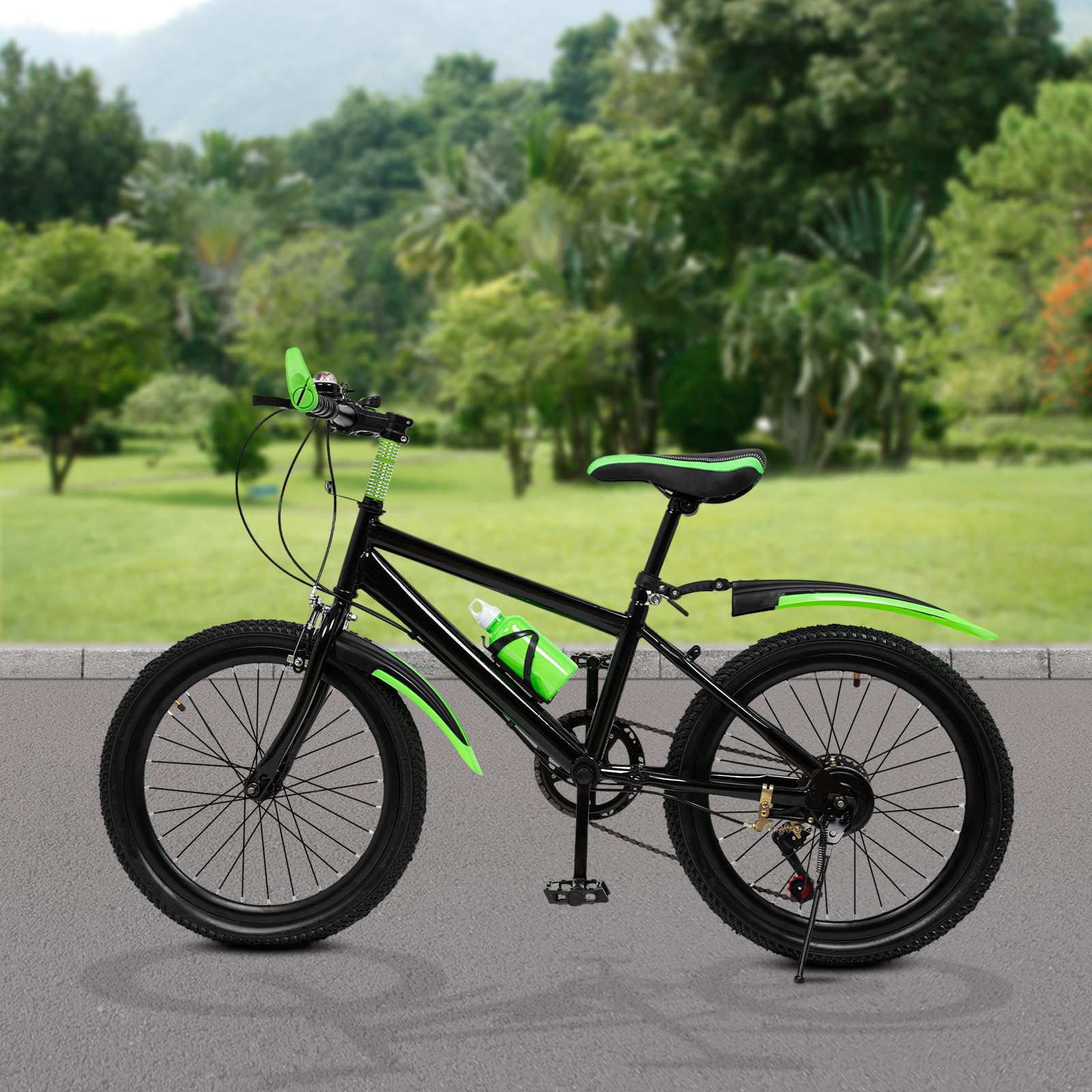 Mountain bike da 20 pollici, verde, da uomo, unisex, con telaio in acciaio al carbonio, robusta bicicletta da fuoristrada per montagna, strada, leggera MTB con freni pieghevoli, per