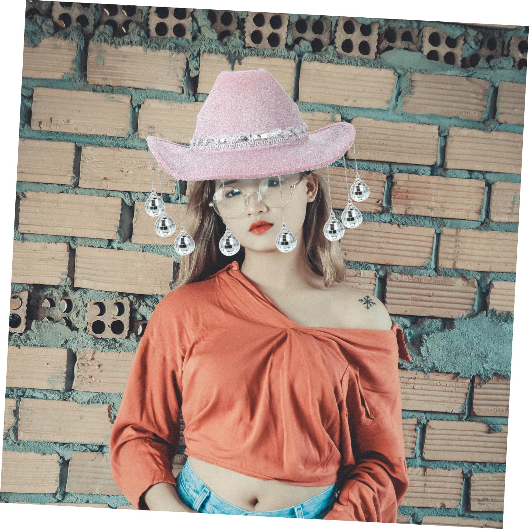 PRETYZOOM sombrero de vaquero discoteca sombrero con visera de mujer cowgirl hat de cowgirl disfraz flash Decoración de fiesta accesorios de fiesta de año nuevo 2023 paño