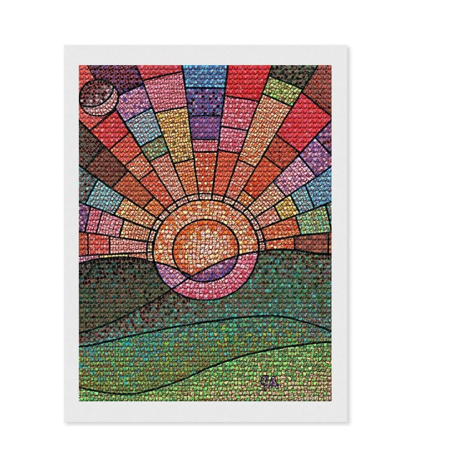 Junmoney The Sun Will Rise Diamond Painting Kit 12"x16", Printed Canvas, Neat Printed Canvas, Farmhouse Decor, Christmas Gift, Adhesive Canvas
