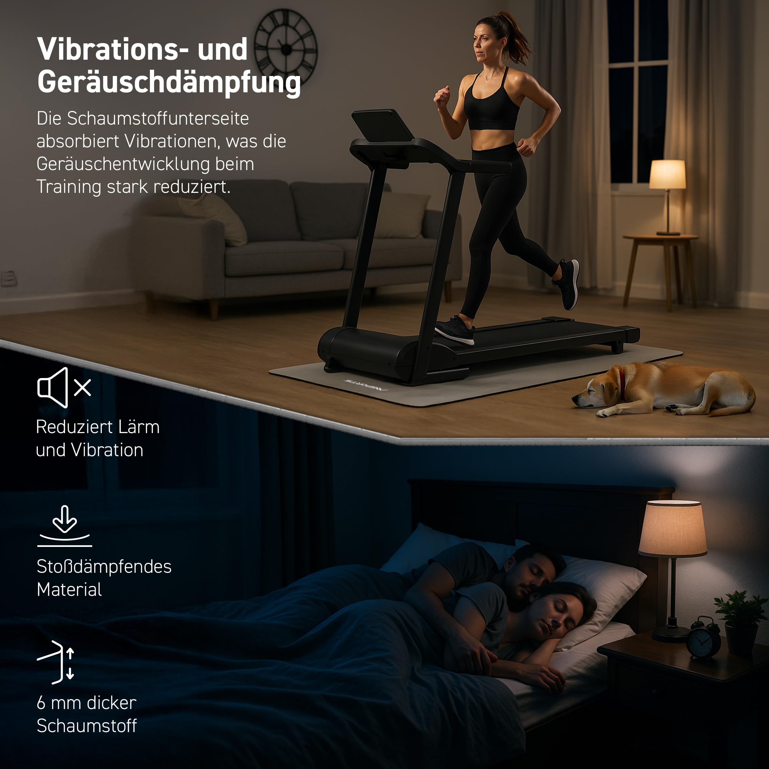 MSPORTS Bodenschutzmatte Premium für Fitnessgeräte - wiederstandsfähige Unterlage für Crosstrainer, Hometrainer & Laufband – Trainingsmatte für Gym, Yoga & Pilates