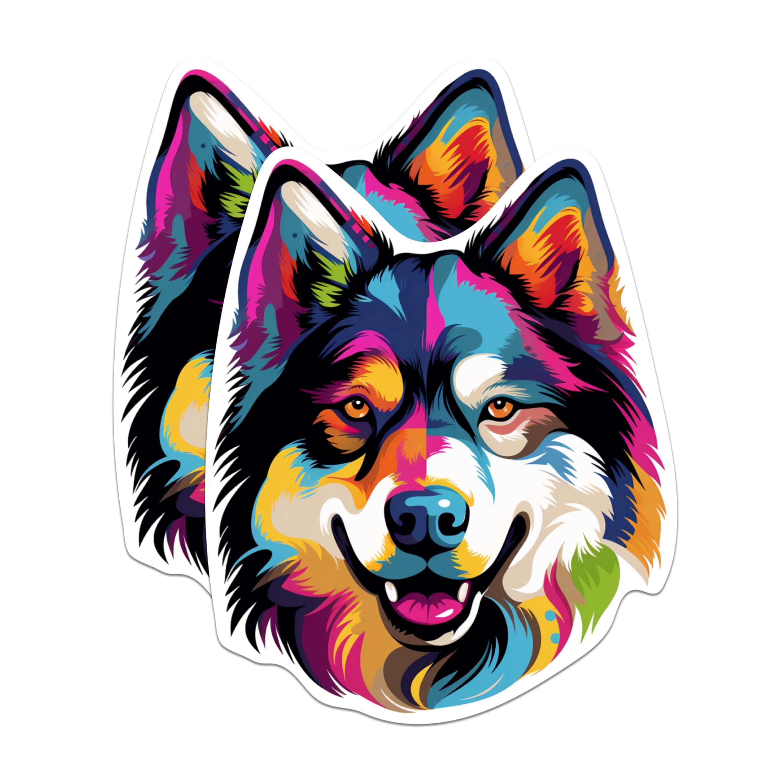 (2 Pack) Alaskan Malamute Dog Stickers - 5 Inches On Longest Side - Choose from Over 100 Dog Breeds - for Cars, Trucks, Skateboards, Laptops - Made in USA - BMCS1751