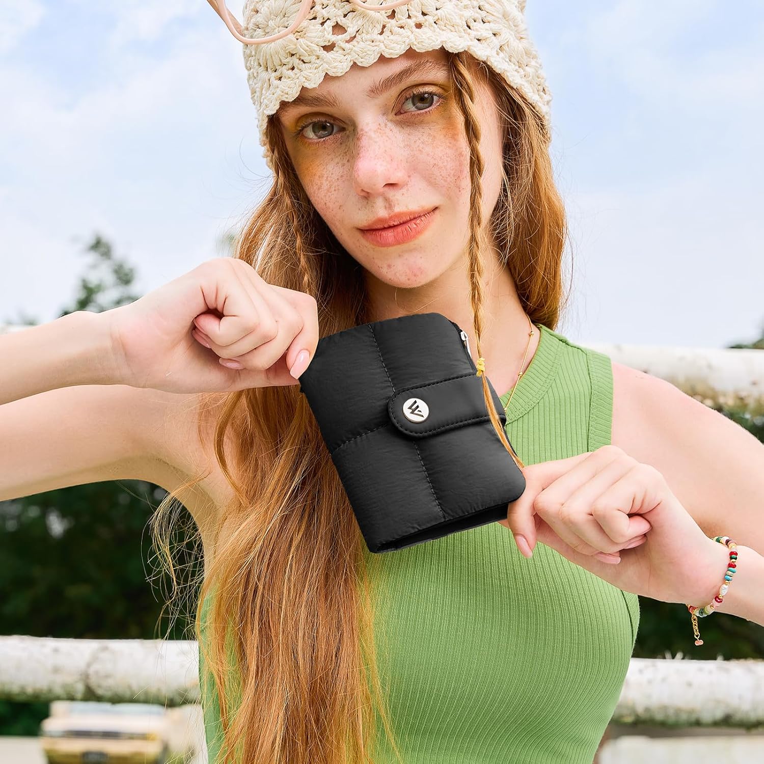 WESTBRONCO Puffer Small Wallet for Women RFID Blocking Card Holder Wallets, Womens Bifold Wallet with Zipper Coin Pocket & ID Window - Image 6