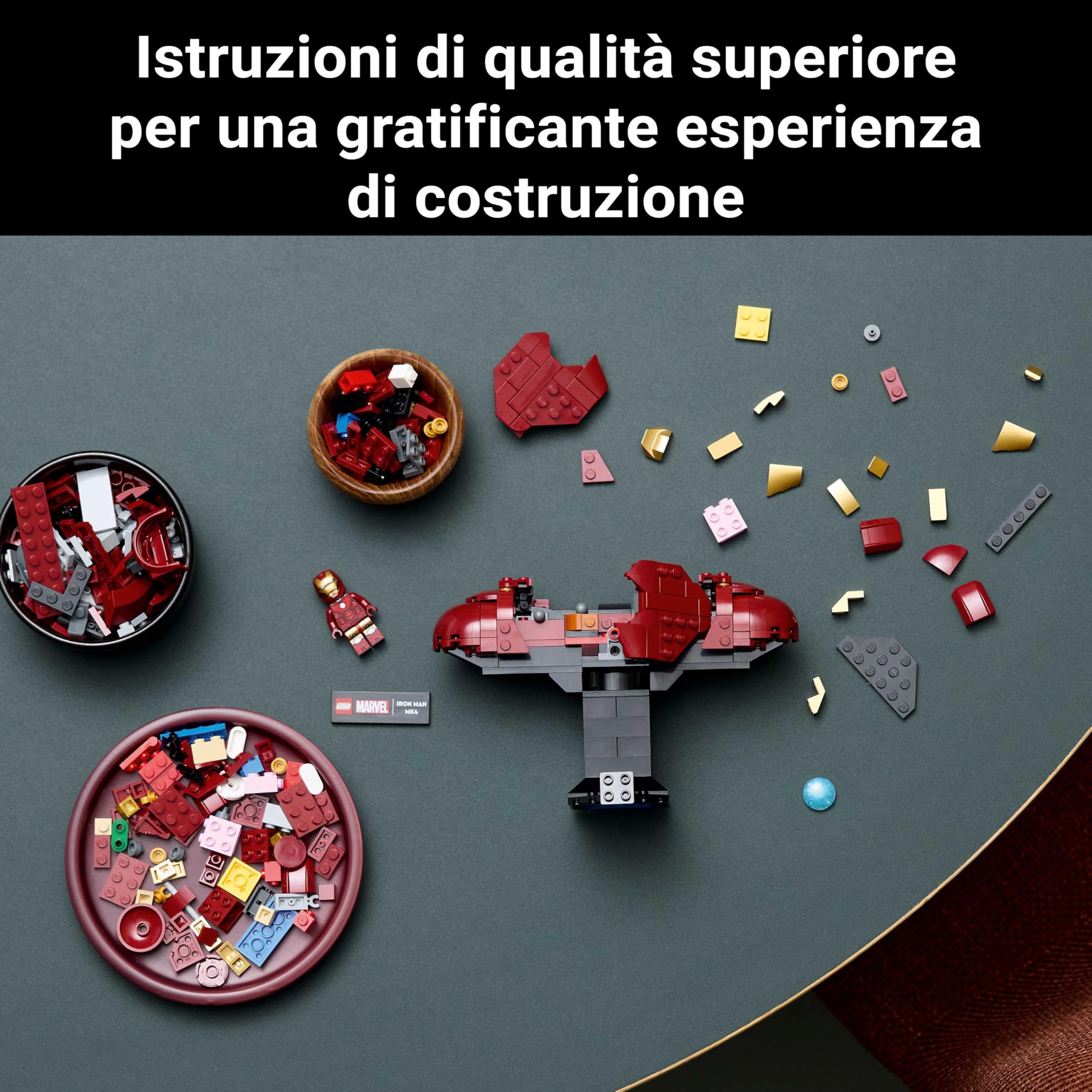LEGO | Marvel Busto di Iron Man MK4 - Set di Costruzioni per Adulti Fai da Te con Minifigure di Tony Stark, Cannoni a Spalla e Testa Rotante - Regalo da Collezione per i Fan degli Avengers - 76327 | Set di modellini da esposizione per adulti, minifigure T