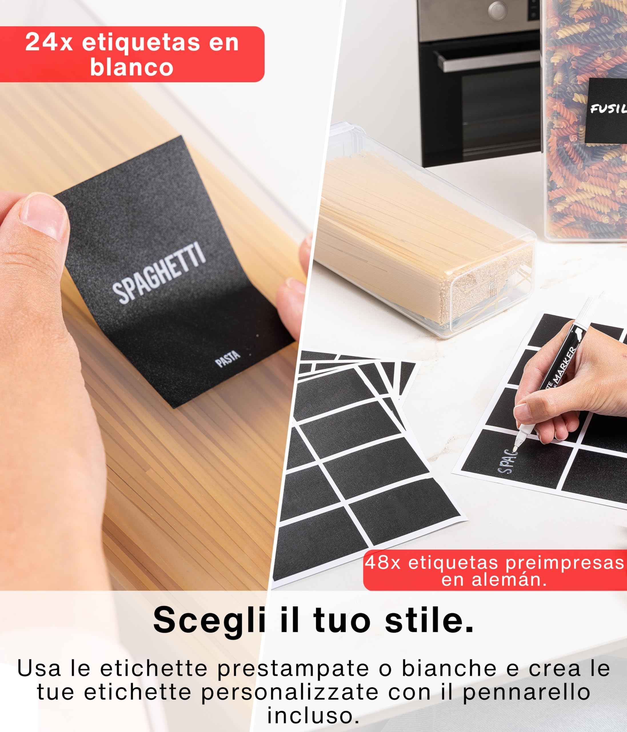 Deco haus Contenitori Ermetici per Alimenti - Contenitori Ermetici Alimentari Plastica con Coperchio per Alimenti Set - Barattoli di Plastica Non BPA - Usi in Cucina - Set di 24