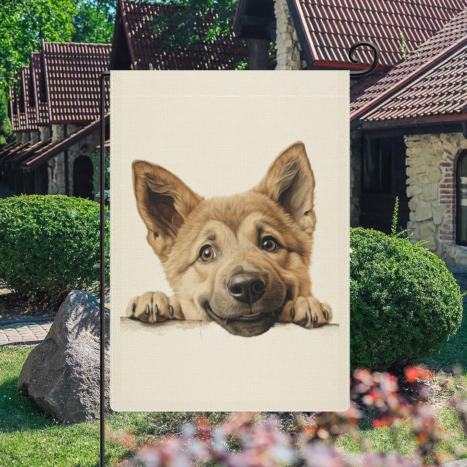 Chinook Garden Flag 28×40 Inch Double Sided Dog Mom Gift Welcome Flag for Outside Yard Decorations Banners Holiday Party Decor Burlap Yard Flag