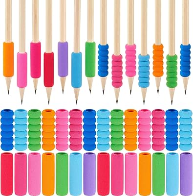 Outus Foam Pencil Cushion Writing Aid for Kids Students, Random Colors and Mixed Shape (150 Pcs)