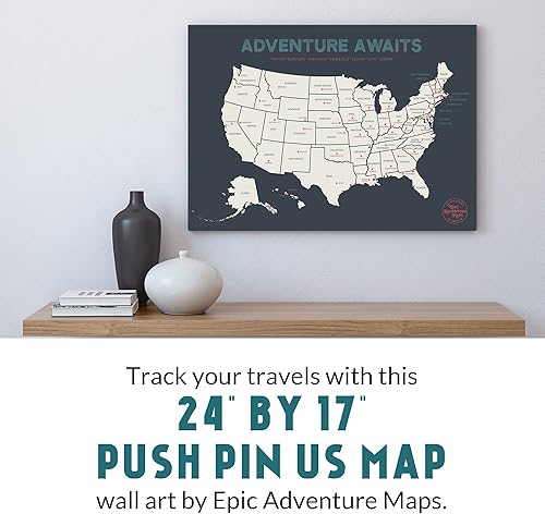 Miniatura 4 de Epic Adventure Maps Mapa de alfiler de Estados Unidos de 24 x 17 pulgadas, póster de mapa de viaje para marcar tus viajes alrededor de los Estados