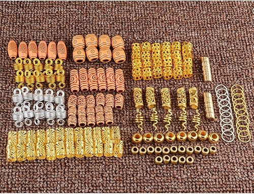 Miniatura 2 de Modpion 164 piezas de accesorios para rastas, cuentas de cabello para trenzas de cabello, anillos de espiral, brazaletes para el cabello, cuentas de