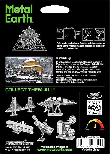 Miniatura 2 de Fascinations Metal Earth Gold Kinkaku-Ji - Kit de modelo de metal 3D con pinzas