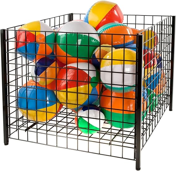 Econoco 36 Square Grid Dump Bin with Levelers, Heavy Duty Retail Display, Black