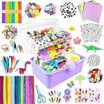 Arts and Crafts Supplies for Kids Crafts Kit with Pipe Cleaners DIY Crafts for Kids Art School Supplies Materials All in Crafting Box Craft Supply Set Gifts for Kid Girls Boys Age 4-8, 8-12