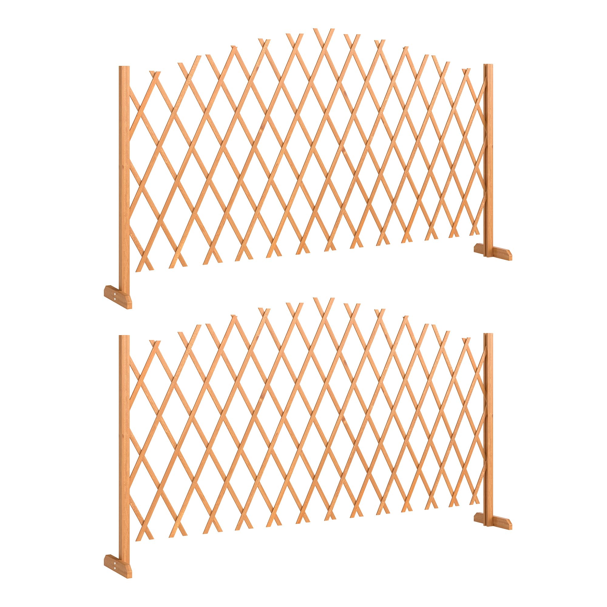 Outsunny Wood Expanding Fence Panel - 180cm Wide - Brown