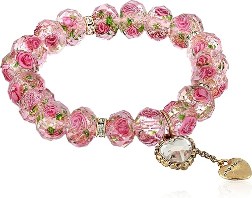 Betsey Johnson Pulsera elástica de cuentas rosas Tzarina