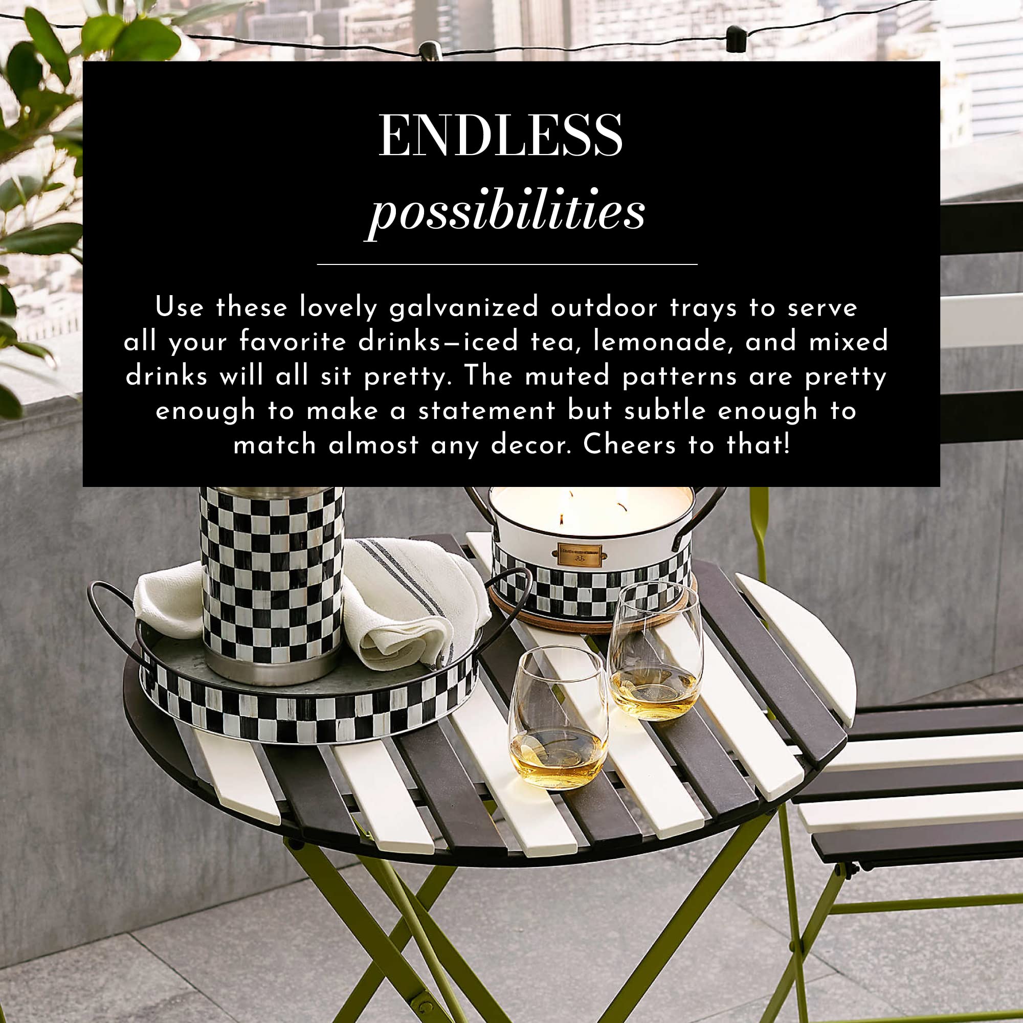 MacKenzie-Childs Spectator Galvanized Outdoor Trays, Decorative Trays,