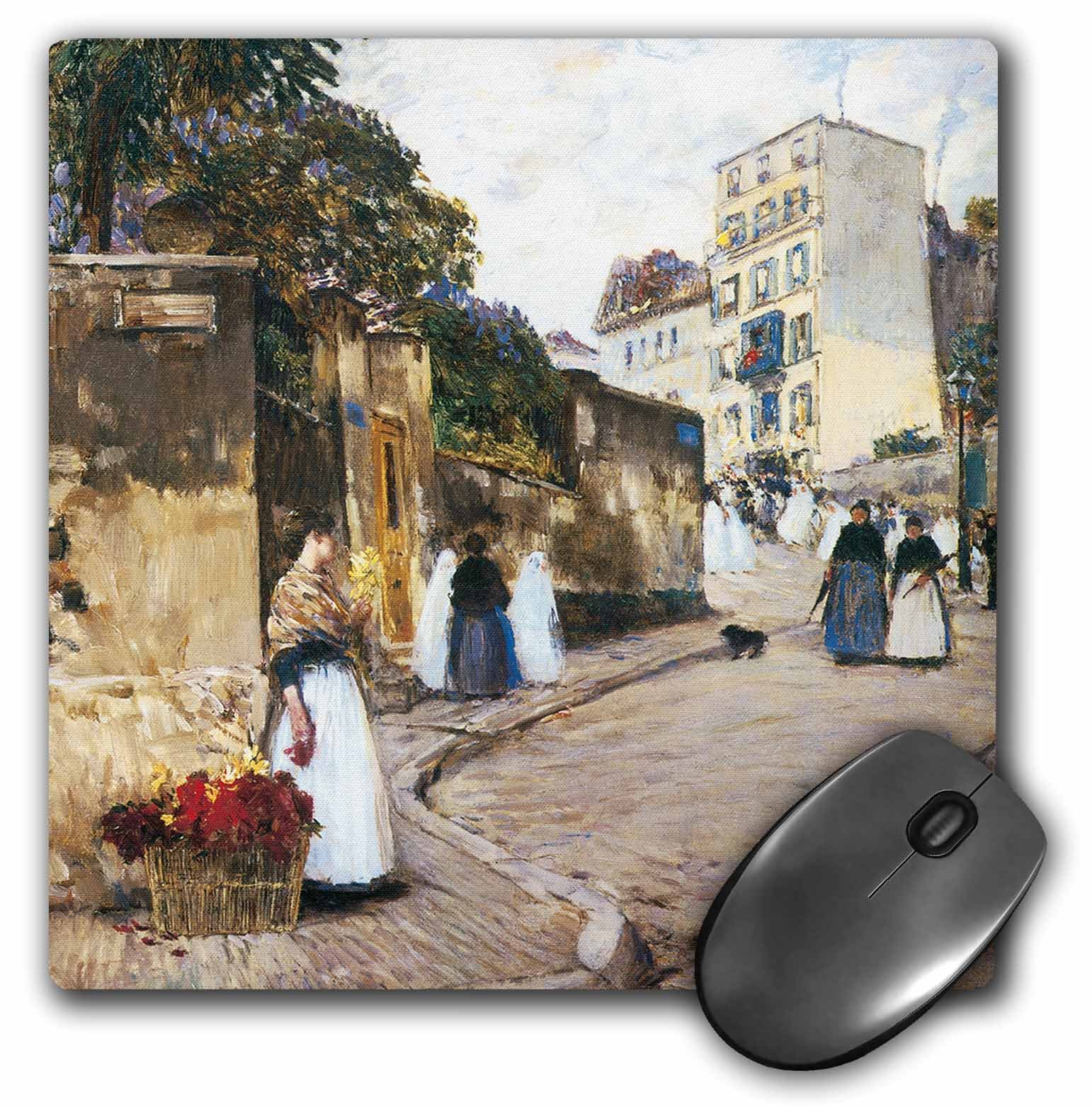 3dRose mp_127335_1 8 x 8-Inch Rue Montmartre Xchilde Hassam Mouse Pad