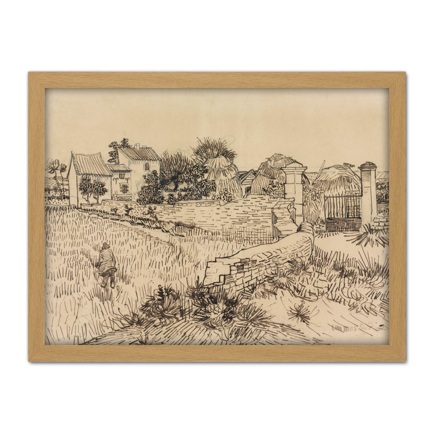 Artery8 Vincent Van Gogh Farm In Provence Illustration Artwork Framed Wall Art Print 18X24 Inch