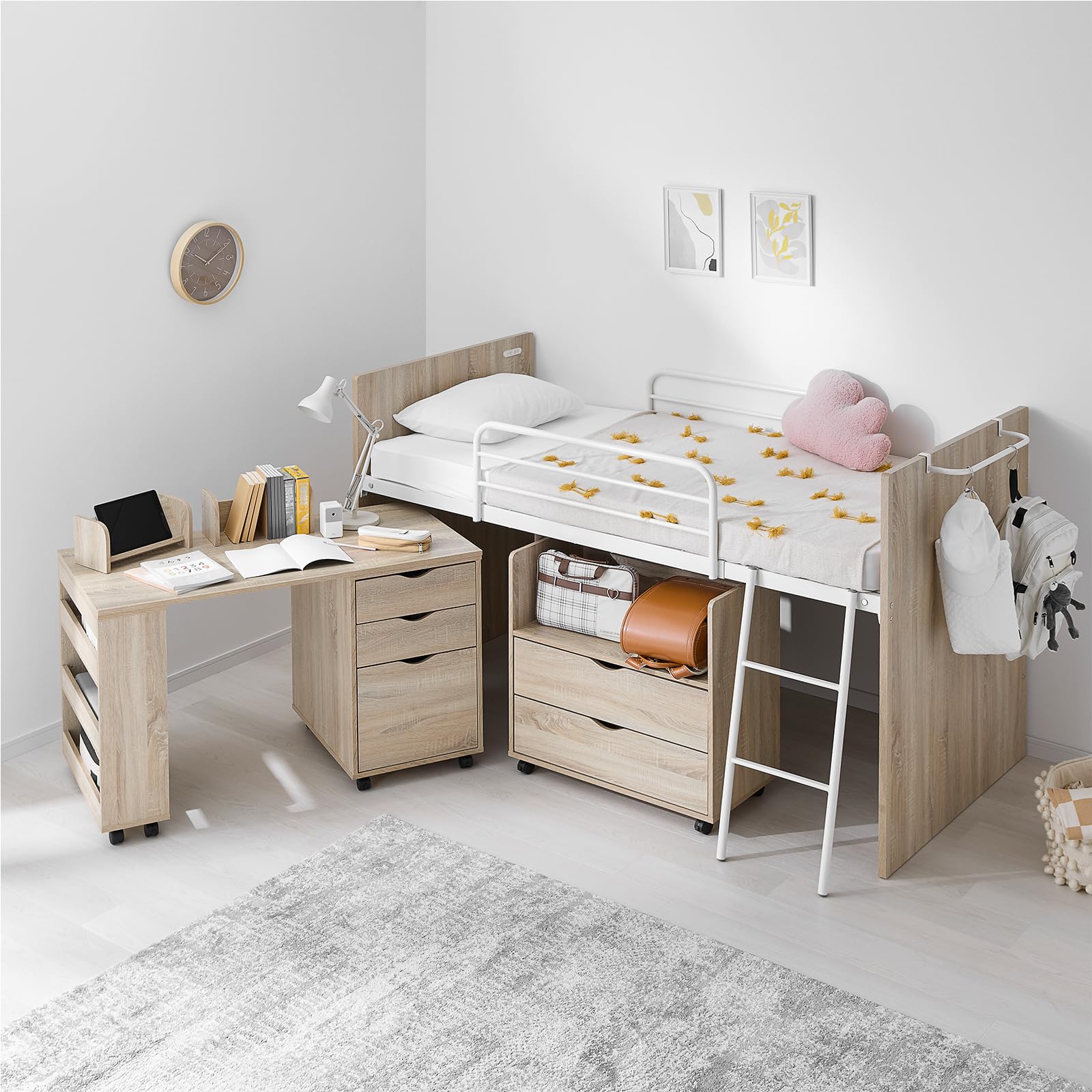 Amazon｜LOWYA ロウヤ ベッド システムベッド ロータイプ デスク付き