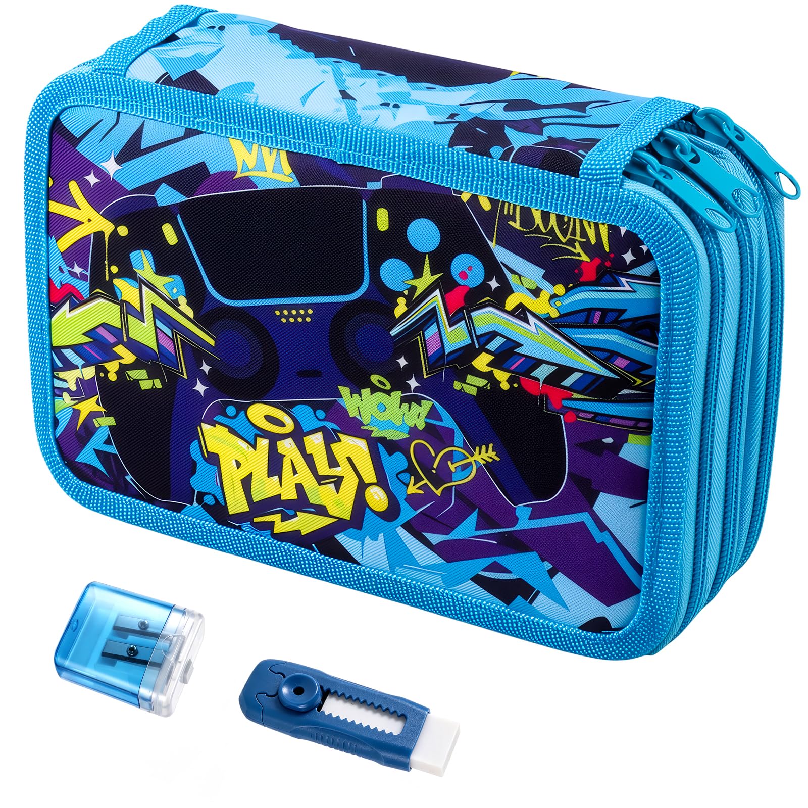 Zourglow 3-Compartment Pencil Case - Large Capacity Stationery Organizer
