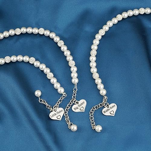 Miniatura 5 de LParkin Juego de pulseras para hermanas grandes, pequeñas y medias, regalo de joyería de perlas