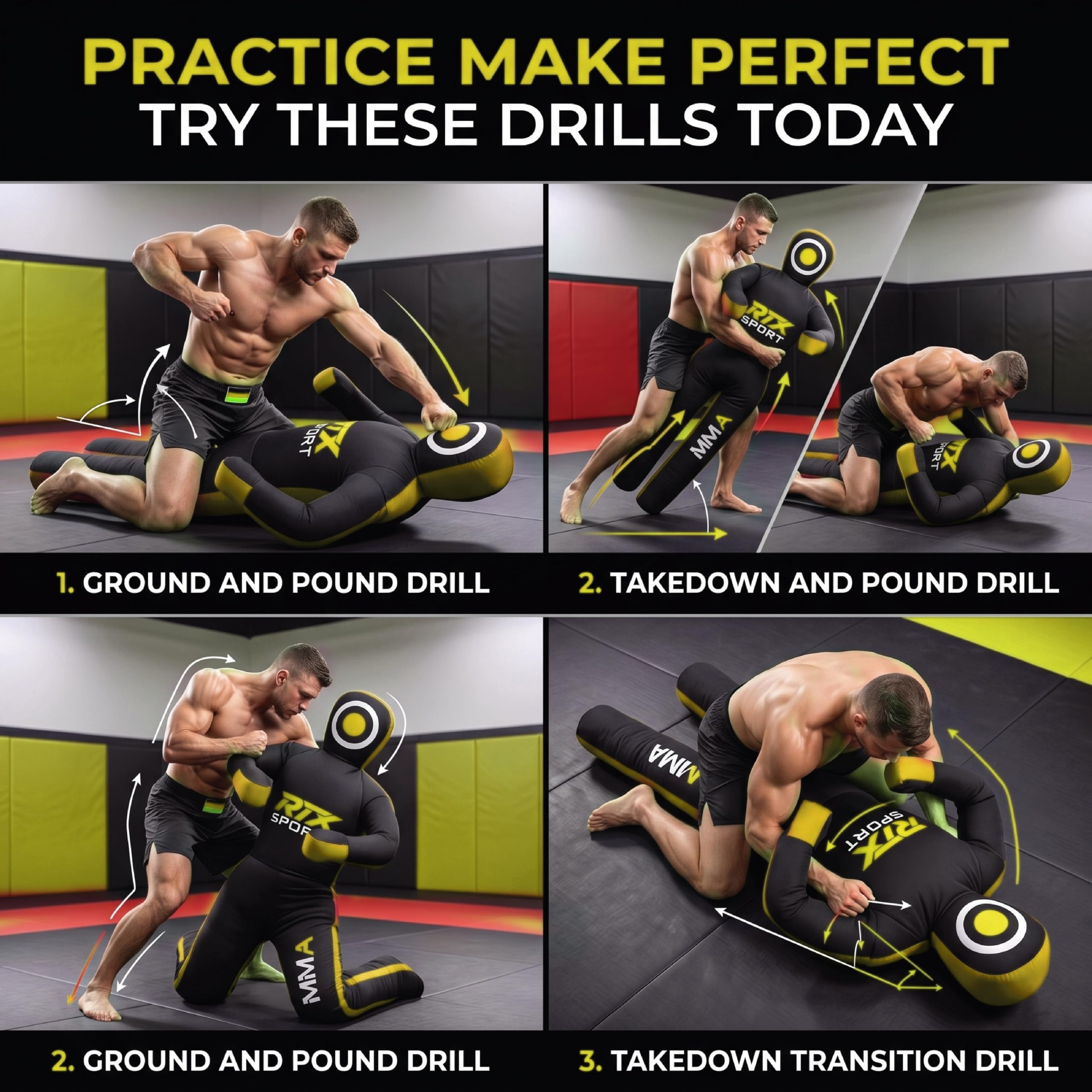 RTX MMA Dummy Judo Grappling Dummy Punch Bag Brazilian BJJ JIU Jitsu Standing Posición de Lucha Libre de Artes Marciales Boxing Karate Entrenamiento Dummy - Lona - UNFILLED