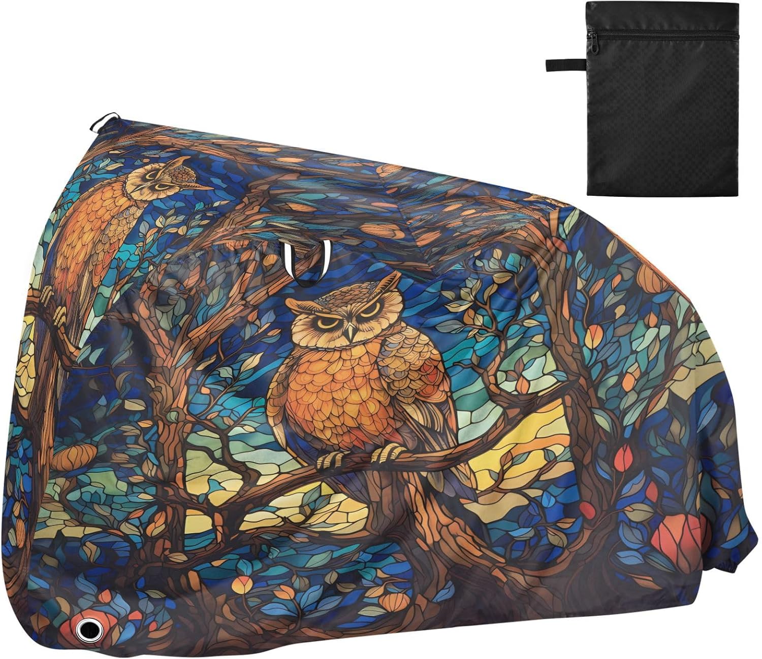 ALAZA Owl Mosaic Bike Cover Waterproof Outdoor Ebike Bicycle Covers Tarp Protection for 1/2 Bikes, Sun UV Dust Wind Proof