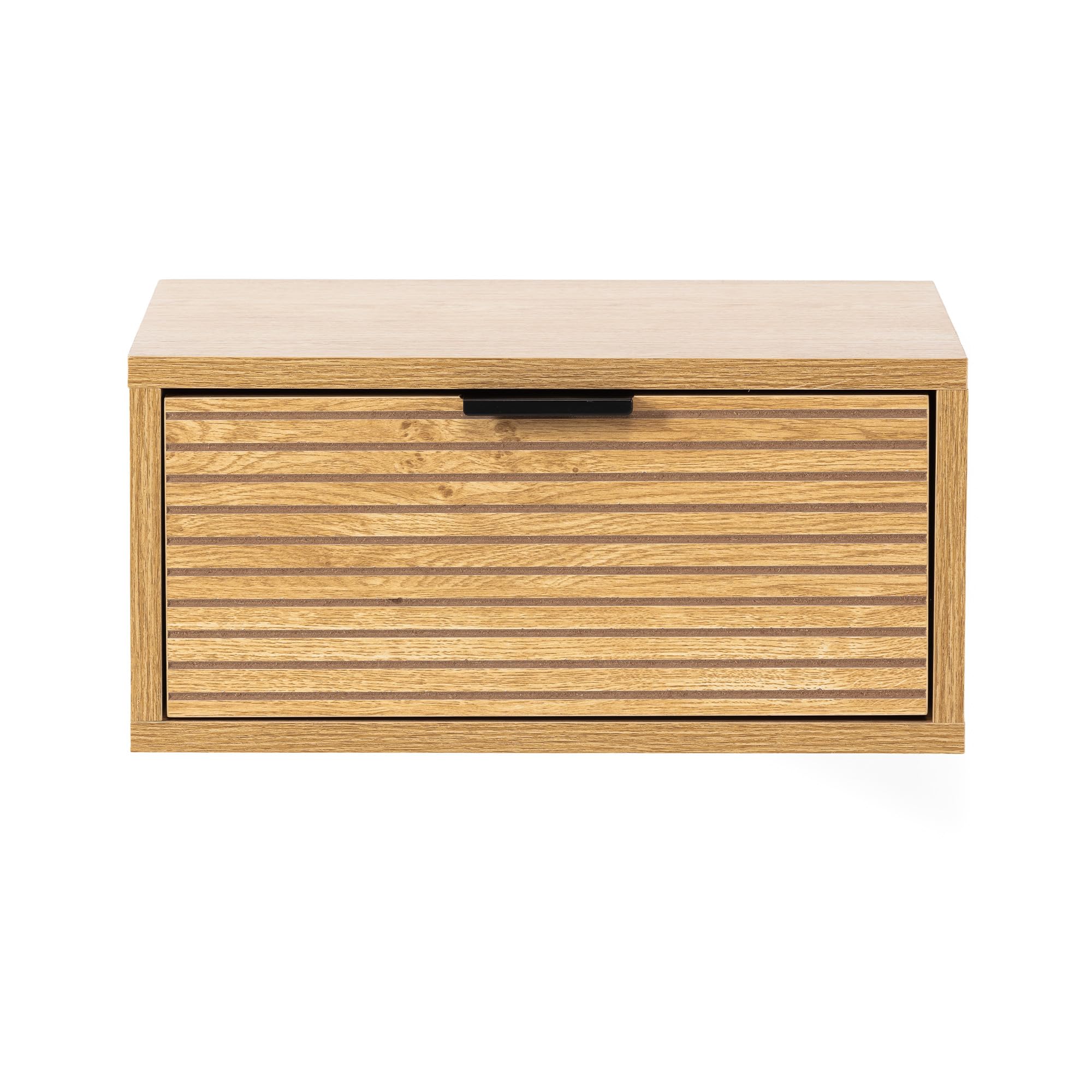 HOMN LIVING Juego 2 mesitas de Noche Flotante Mónica 1 cajón Color Roble, 40 cm (Ancho) 35 cm (Profundo) 19 cm (Altura)