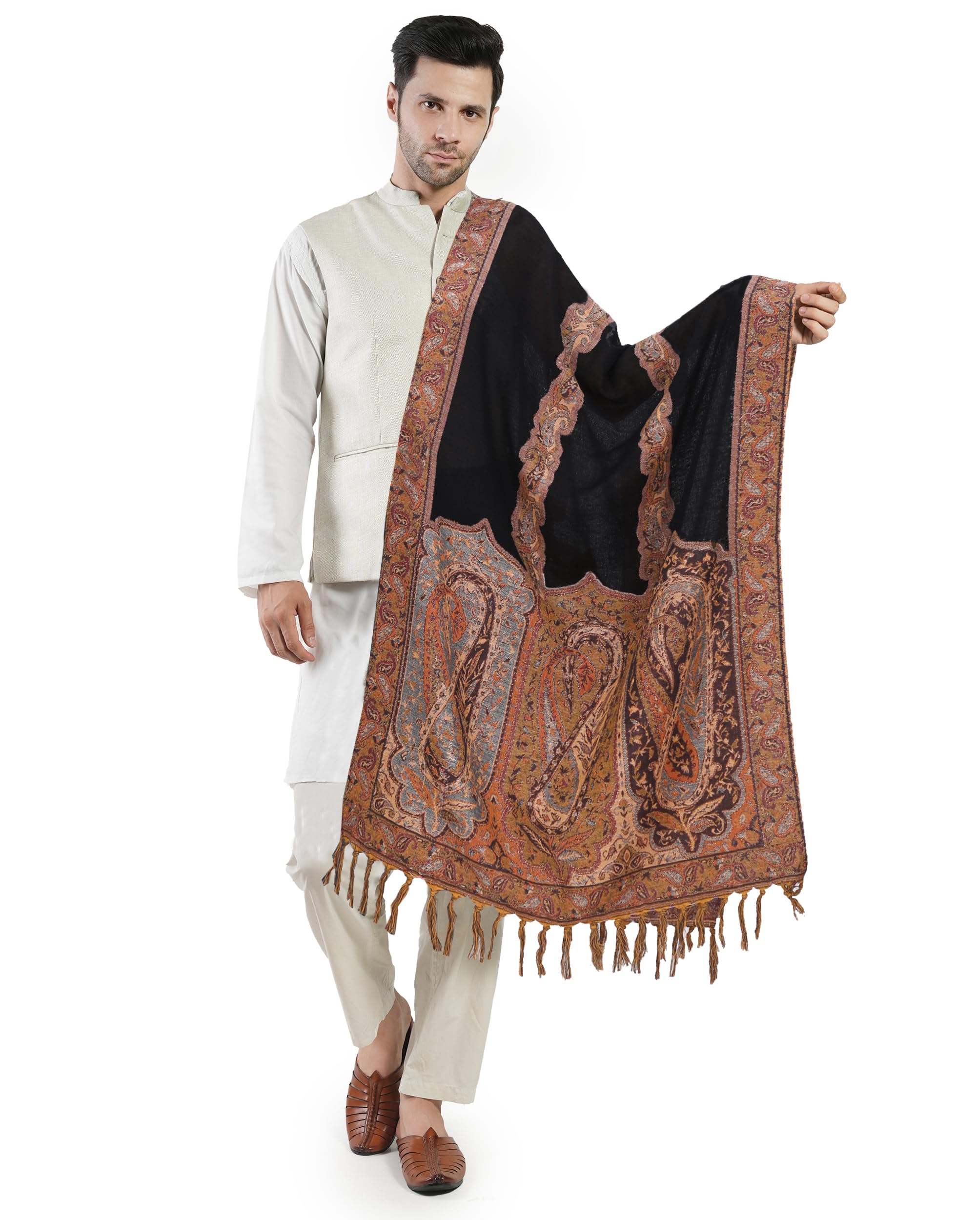 Men's Stylish Printed Cotton Blend Stole – Jamawar & Indo-Western Design | Elegant Ethnic Scarf for Summer & Winter | Casual & Fancy Gents Wrap (Mustard)-image-40