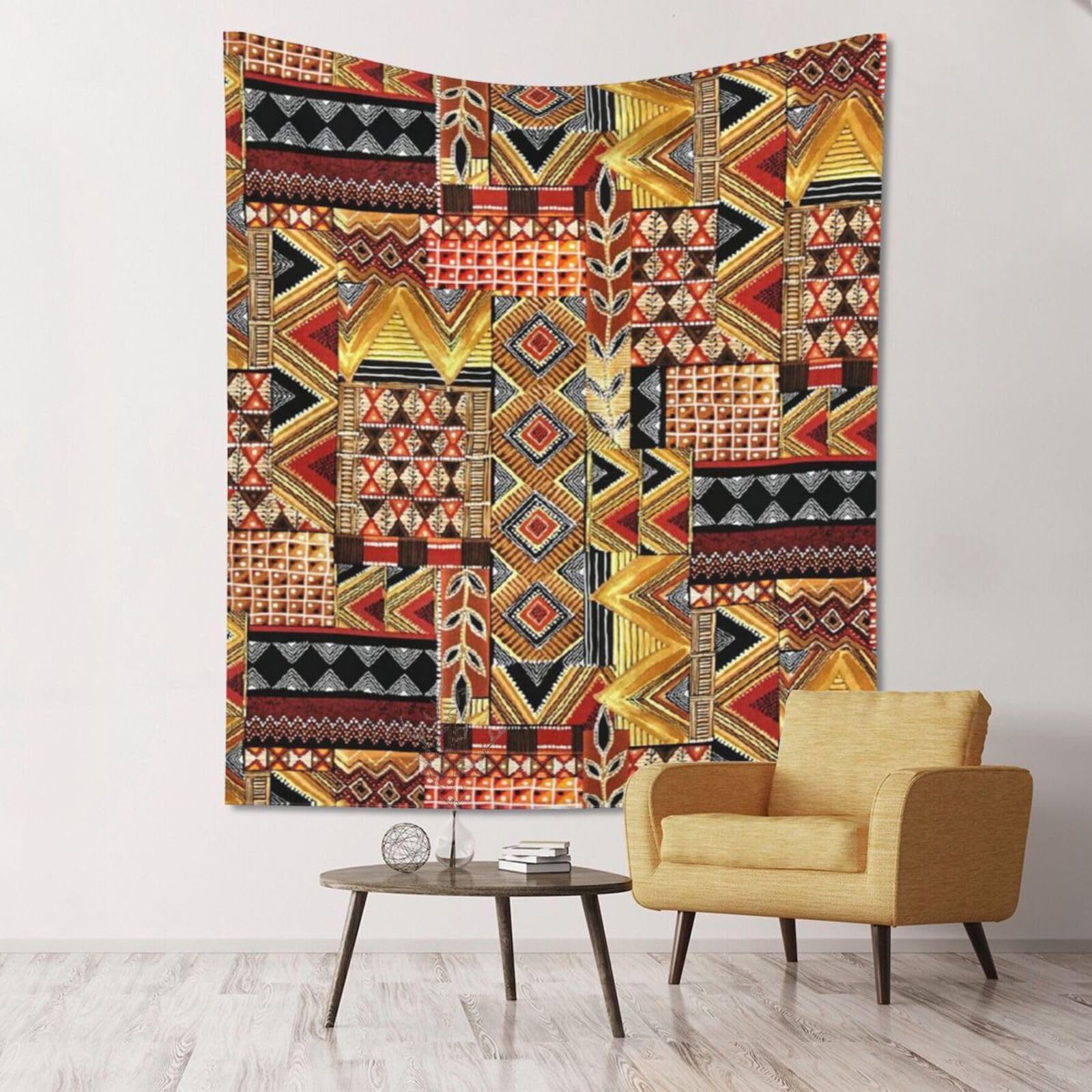 WKSGDSG Large Wall Hanging, Machine Washable Tapestry For Dorm Room, African Textile Patchwork, Lightweight Polyester Wall Art For Bedroom Living Room, 152x130cm