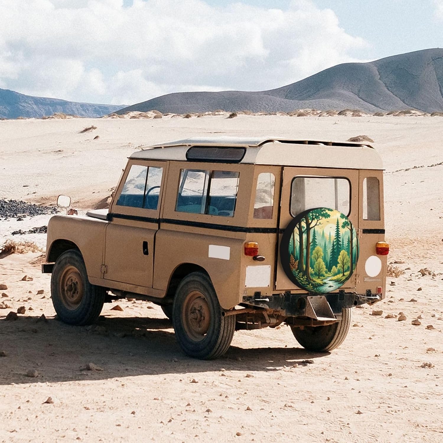 Forest Landscape Spare Tire Cover for RV Camper SUV Truck, Waterproof Polyester Tire Wheel Cover, Universal Fit Outdoor Spare Wheel Protector with 15in