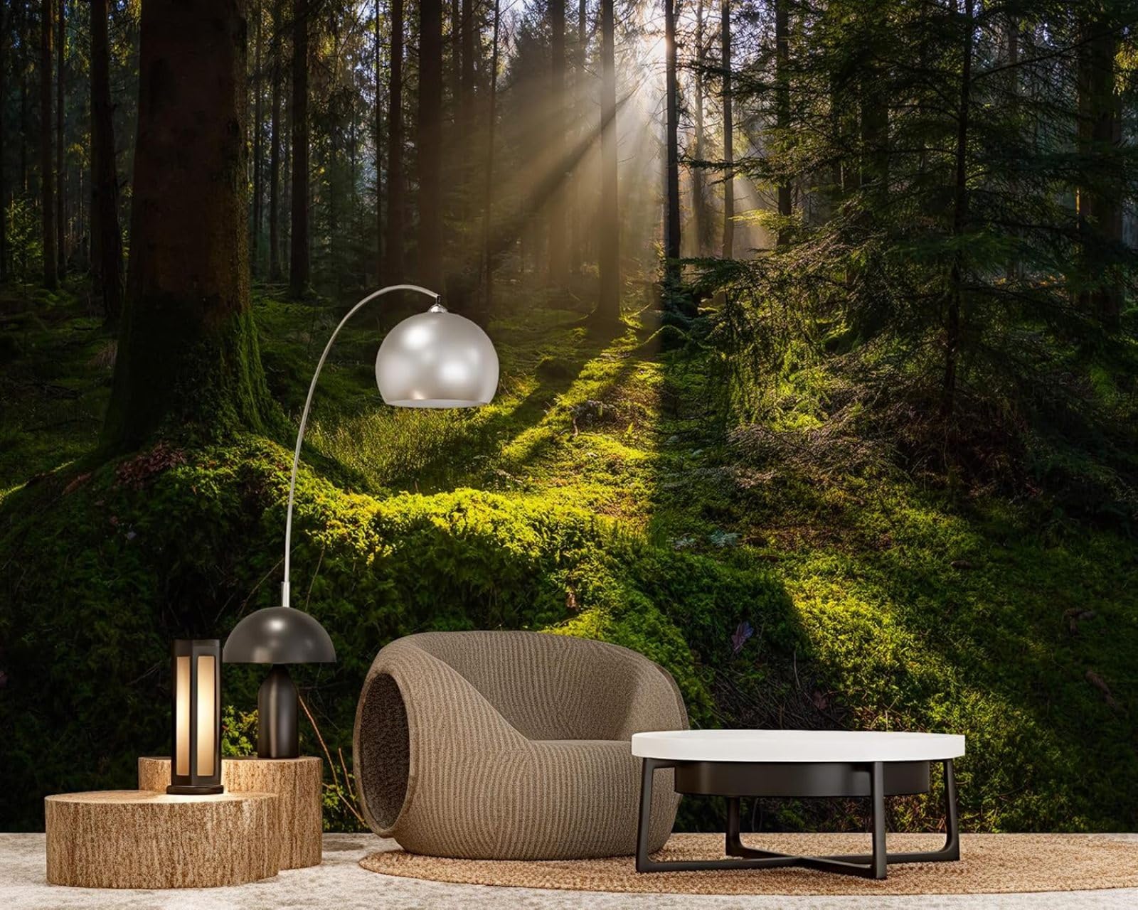 hgjdjhnf Photo Wallpaper Forest Landscape Forest Sun Rays Non-Woven ModernWallpaper Living Room Bedroom Children's RoomDecoration Motif Wallpaper,350cmx256cmSticker - Background- Painti