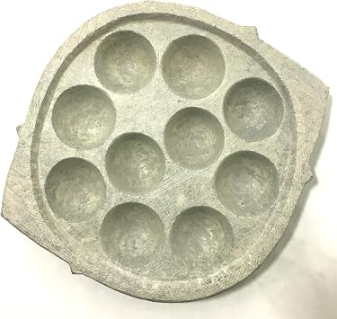 Ancient Cookware, Indian Soapstone Paniyaram Maker - 10 pit