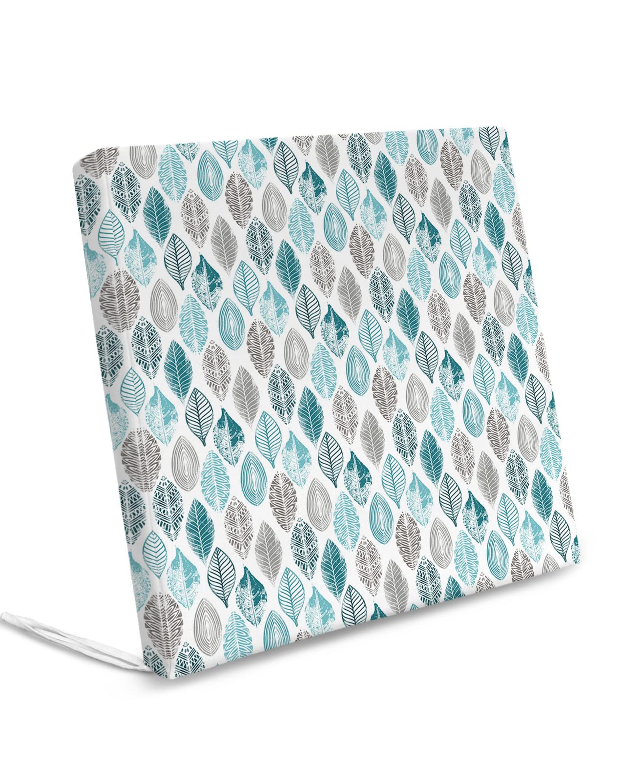 Outdoor Chair Cushion Covers 4 Pack, Teal Green Grey Leaves Waterproof Sofa Couch Covers, Summer Fall Leaf Furniture Protector Seat Slipcovers for Patio Garden, 24