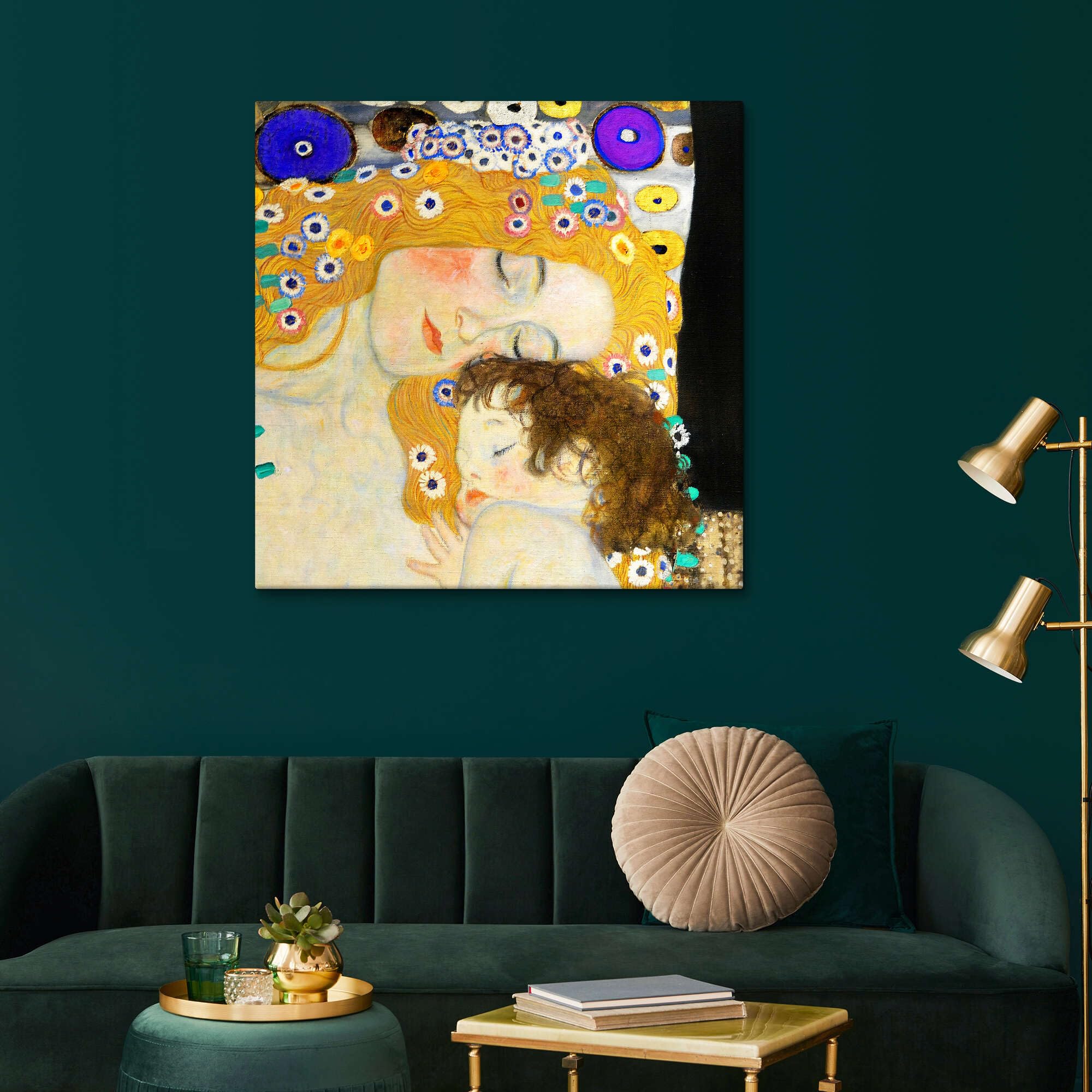 Runa art Tableau Décoration Murale Gustav Klimt - Arbre de Vie 90x30 cm - 3 Panneaux Deco Toile