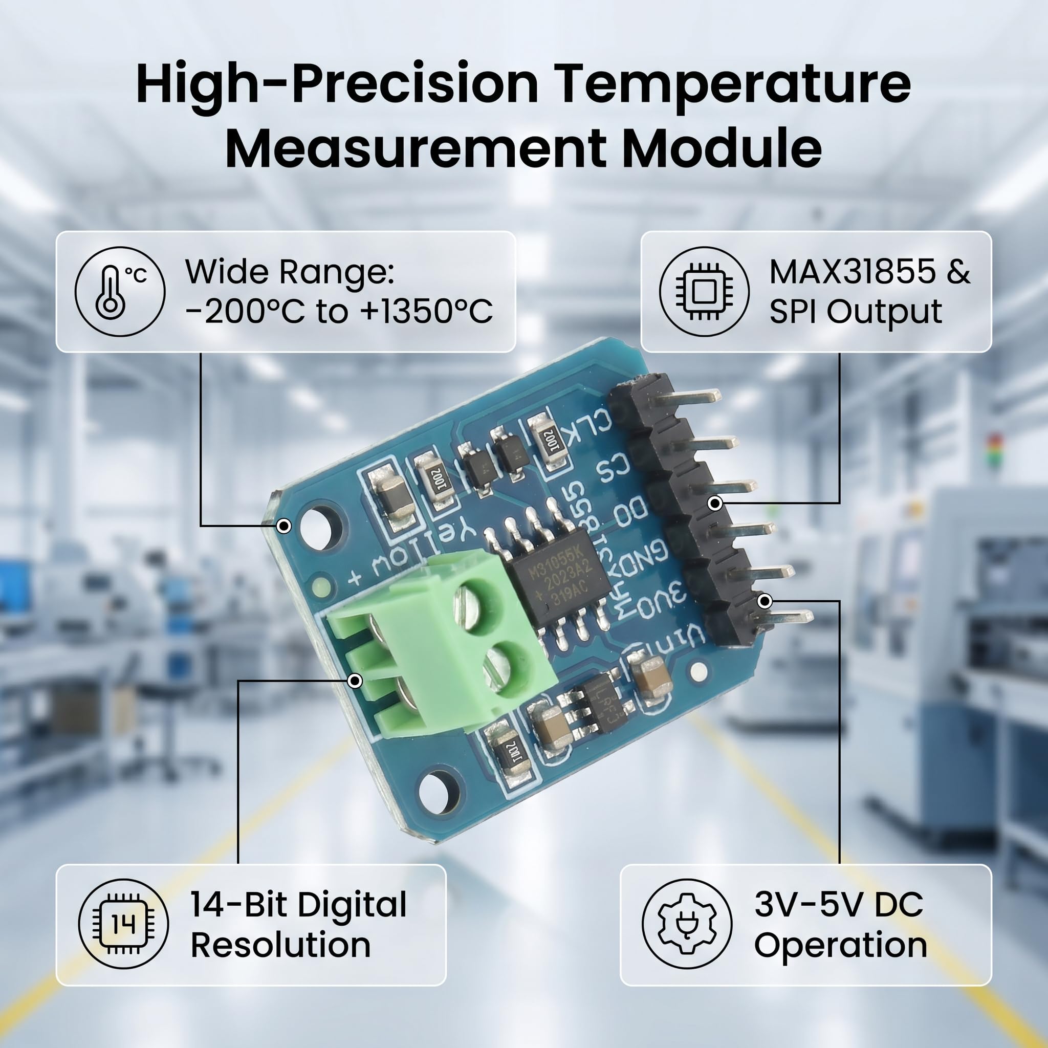 Lot de 4 modules de capteur de température de type K avec port SPI 3 à 5 V CC