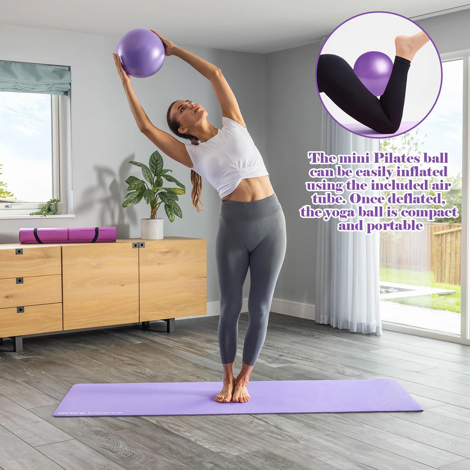 Palla da Ginnastica 2 Pezzi 25 cm, Blu e Viola, Mini Gym Ball per Yoga Pilates Fitness Allenamento Core Equilibrio Forza, Facile da trasportare e Utilizzare