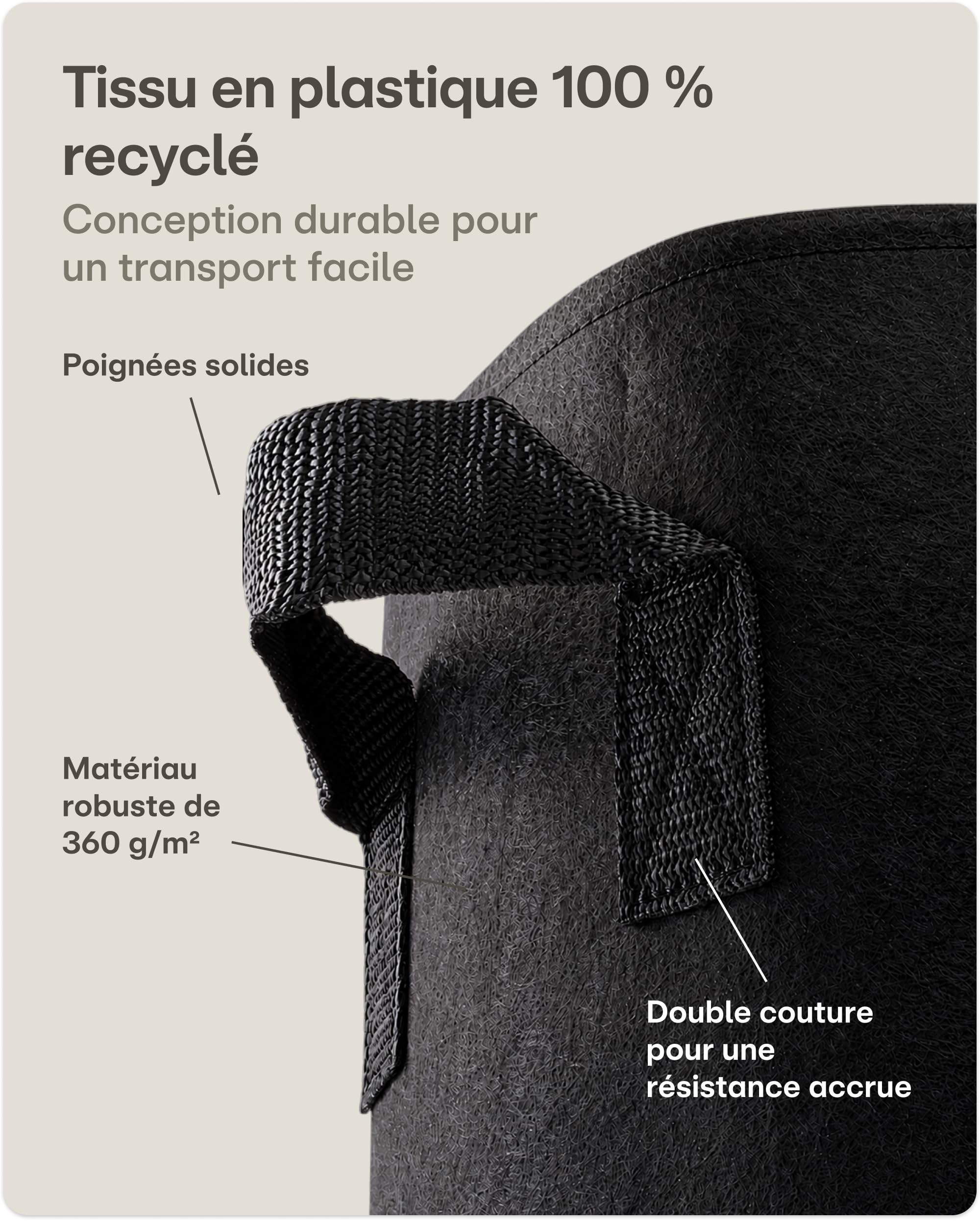 Praknu Sac de Plantation de Pommes de Terre - 3 Sacs à Plantes Grand 40L - avec Fenêtre et Étiquettes - Perméables - Lavables et Pliables