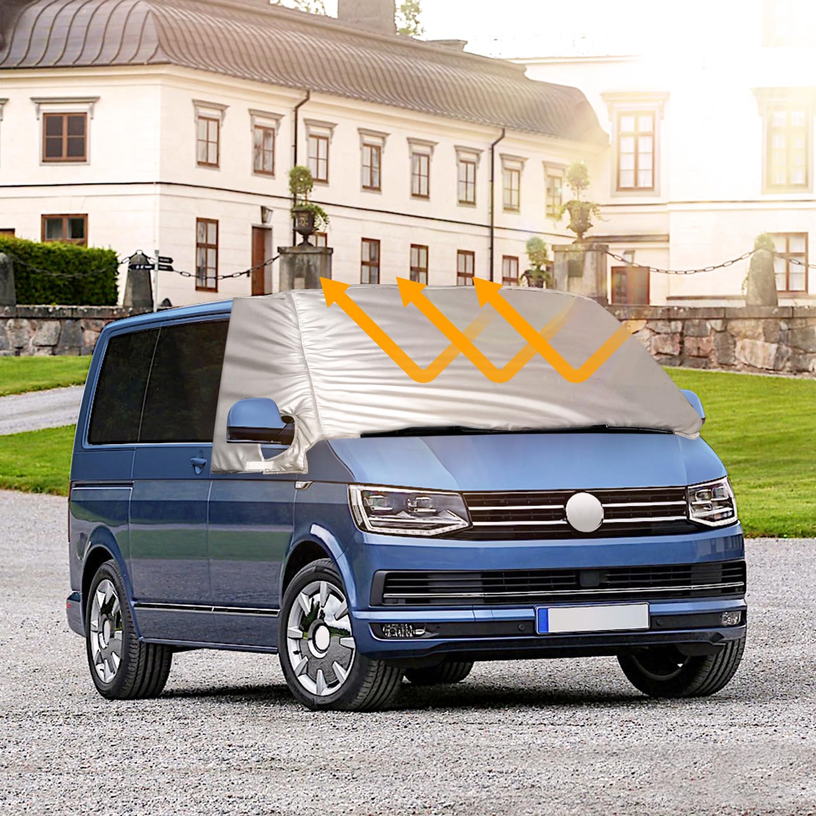 Copertura Termica Esterna per Parabrezza per VW T5, VW Caddy 2010-2020 | Opaltool Copri Parabrezza Auto Antigelo di Lusso, Copertura Termica Pieghevole per Parabrezza Argento