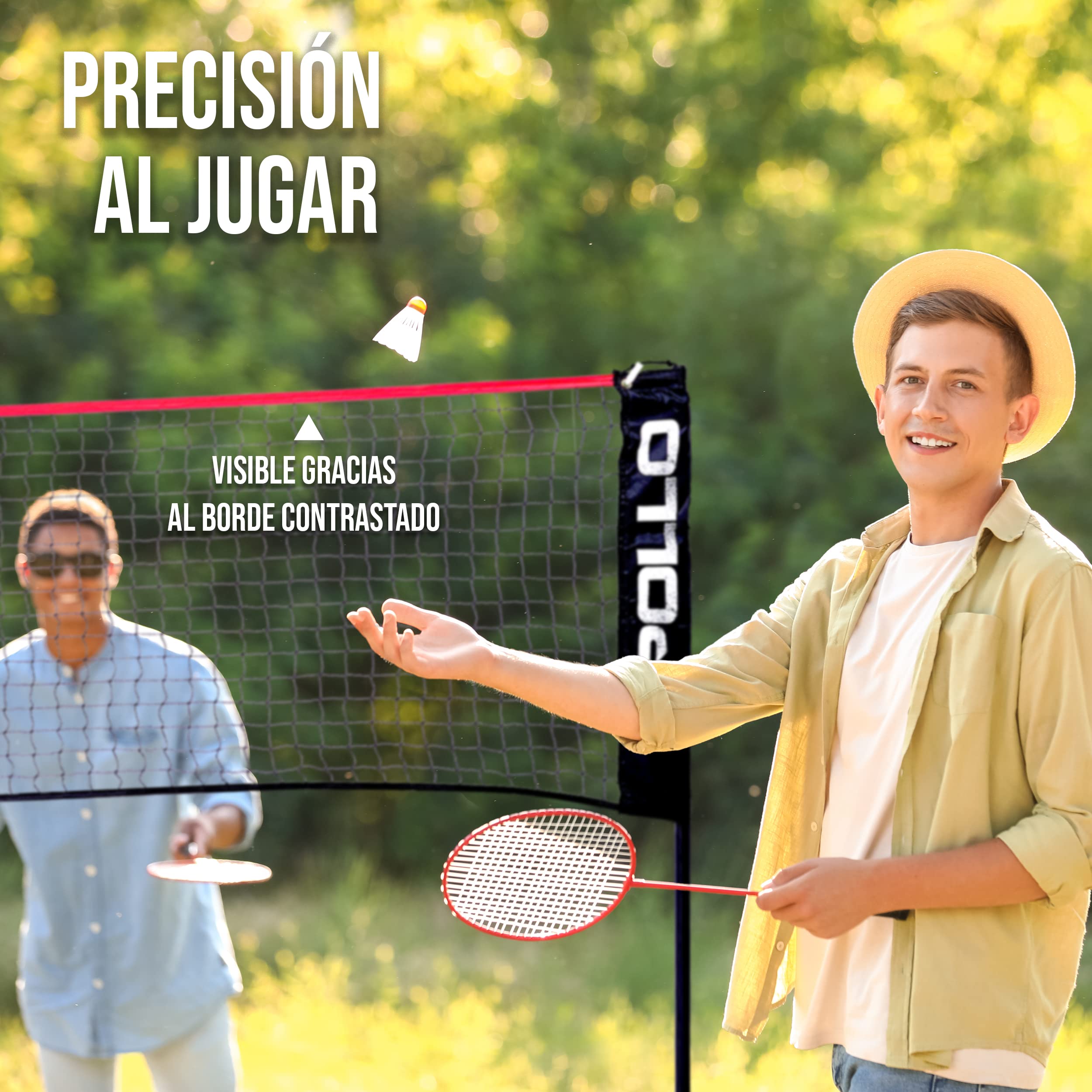 Apollo Red de Voleibol | 300cm, 400cm, 500cm | Red de Bádminton Regulable en Altura en 3 Posiciones | Red de Tenis Incluye Estructura de Hierro Estable y Bolsa de Transporte