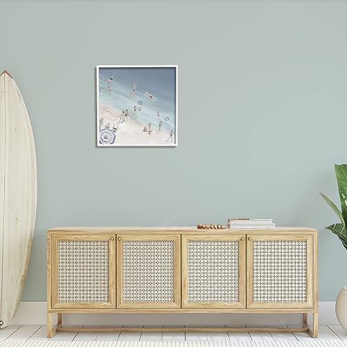 Miniatura 2 de Stupell Industries Arte de pared con marco blanco con marco blanco de la playa de la costa del océano, 24 x 24 pulgadas