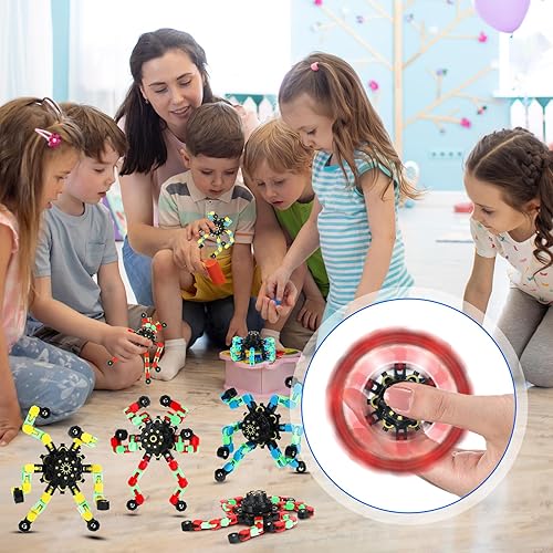 Miniatura 5 de Jerify Paquete de 40 juguetes sensoriales divertidos para ansiedad, robot de cadena transformable, juguete de dedo para bricolaje, robot, mecánico,
